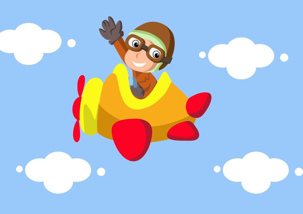 un pilote en avion dans un ciel bleu